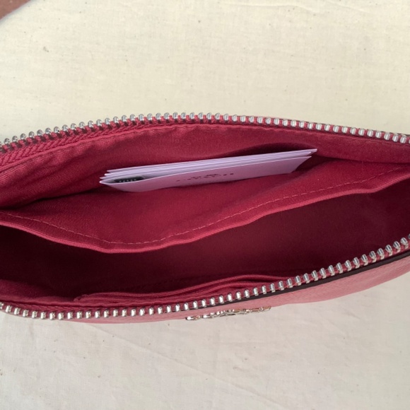 Coach Nolita 19 Leather Pouch Wristlet Strawberry with Silver Chain Hand… - Picture 12 of 13